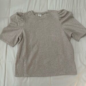 Gray Puff Sleeve T-Shirt
